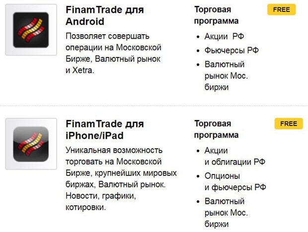 finam.ru мобильное приложение