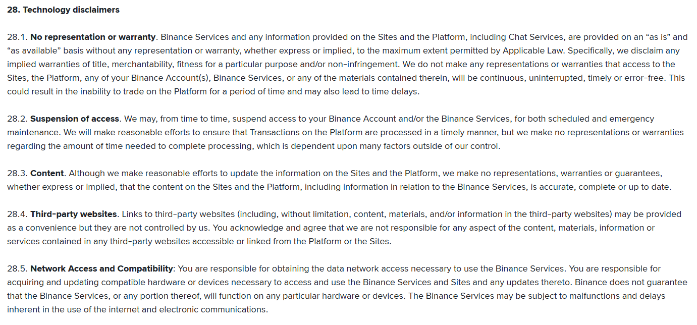 Бинанс гарантии