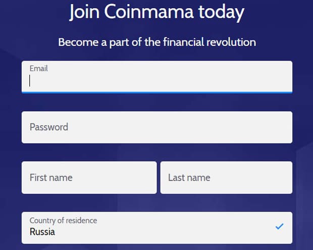 Coinmama регистрация