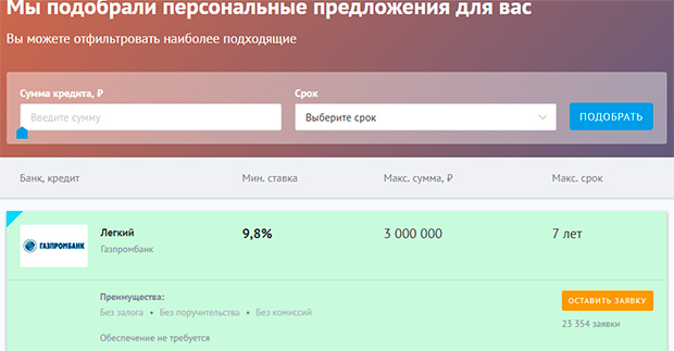 banki.ru форма для заполнения заявки