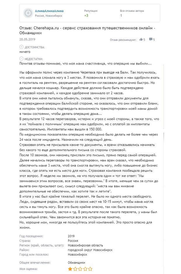 cherehapa.ru отзывы о страховании