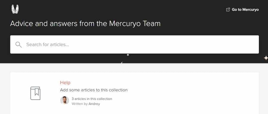 Раздел «Помощь» mercuryo.io