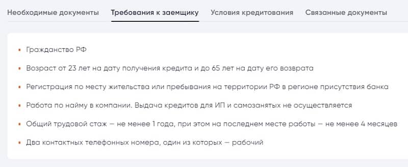 psbank.ru требования к заемщику