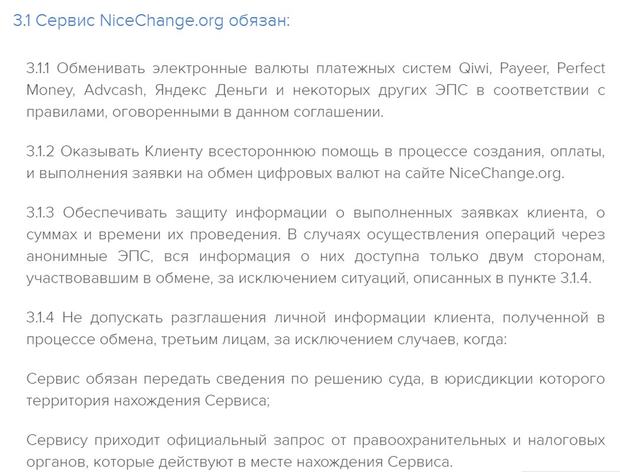 Обязанности сервиса nicechange.net