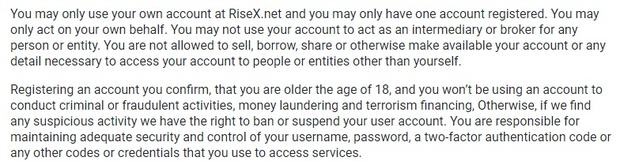 Правила сервиса RiseX