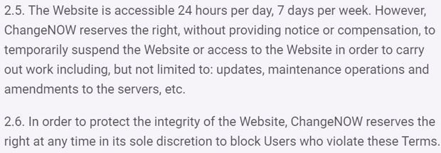 changenow.io пользовательское соглашение
