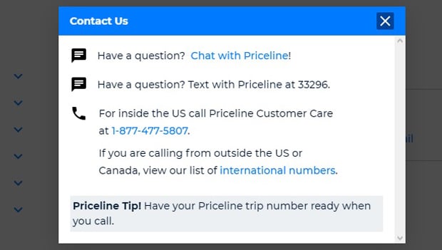 priceline.com тех.поддержка