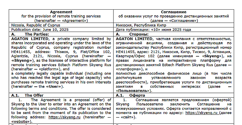 Skyeng пользовательское соглашение