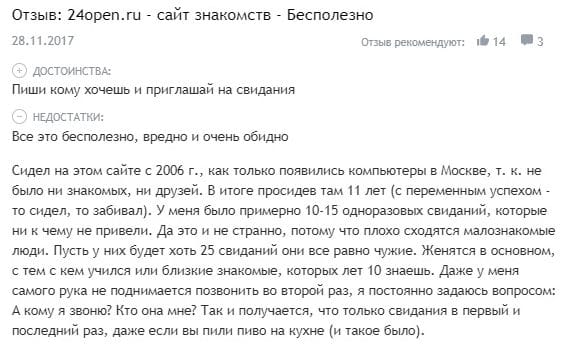 Отзывы о сайте знакомств 24open.ru