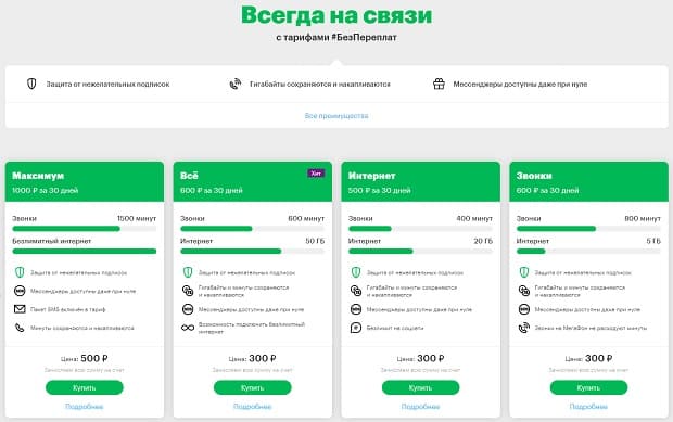 megafon.ru тарифы