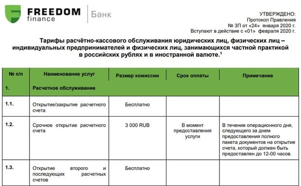 Интернет-эквайринг от Freedom Finance тарифы