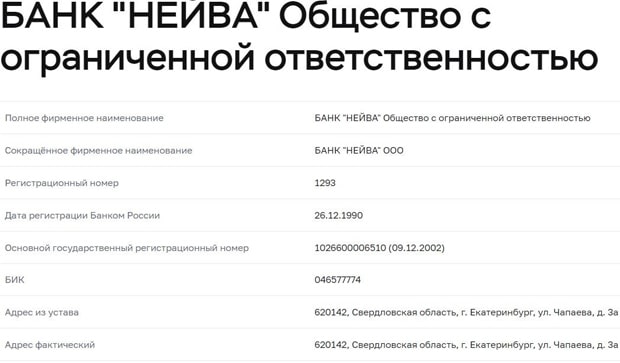 neyvabank.ru регистрационные данные