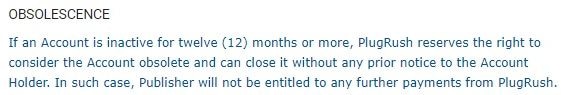 plugrush.com причины закрытия учетной записи