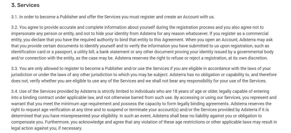 Адстерра: пользовательское соглашение Пользовательское соглашение Adsterra