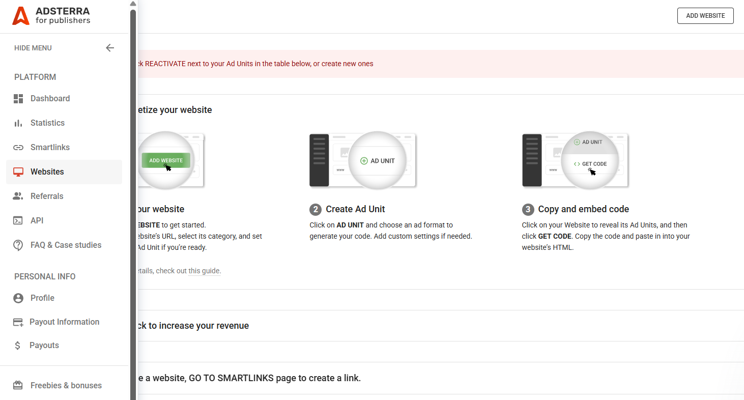 adsterra.com личный кабинет пользователя Adsterra личный кабинет