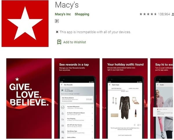 Мобильное приложение Macy's