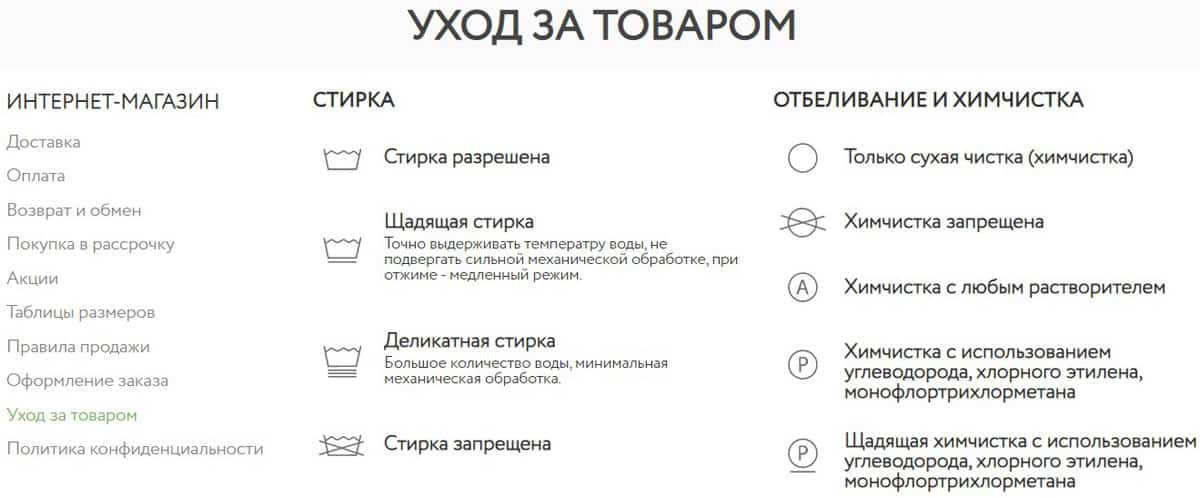 sela.ru уход за товаром