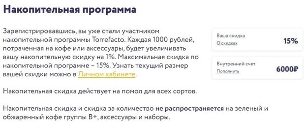torrefacto.ru бонусная программа