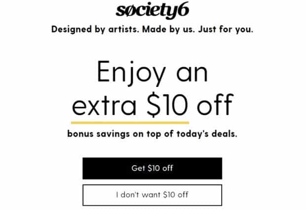 Society6 скидка для новых покупателей