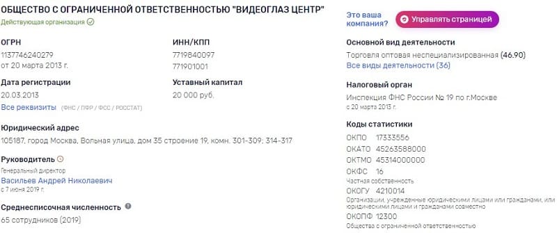 Видеоглаз информация о компании