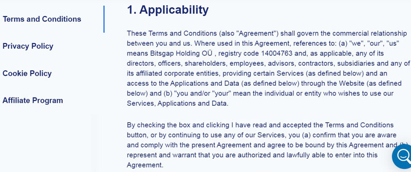 bitsgap.com пользовательское соглашение