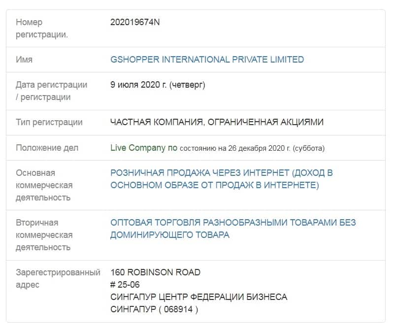 Gshopper информация о компании