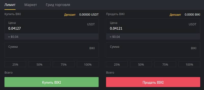 BiKi обмен криптовалют