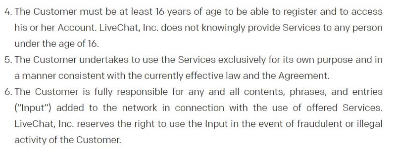 LiveChat ограничения по возрасту