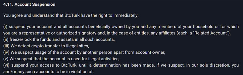 BtcTurk PRO.com правила блокировки