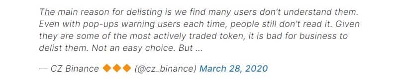 binance.com заявление представителей биржи