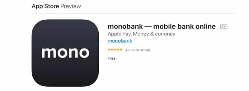 Приложение Монобанка в App Store