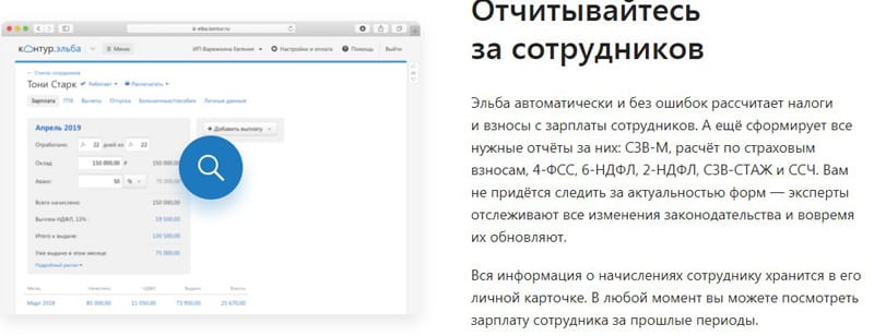 Kontur.Elba отчеты за сотрудников