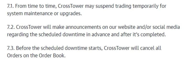 crosstower.com приостановка торговли