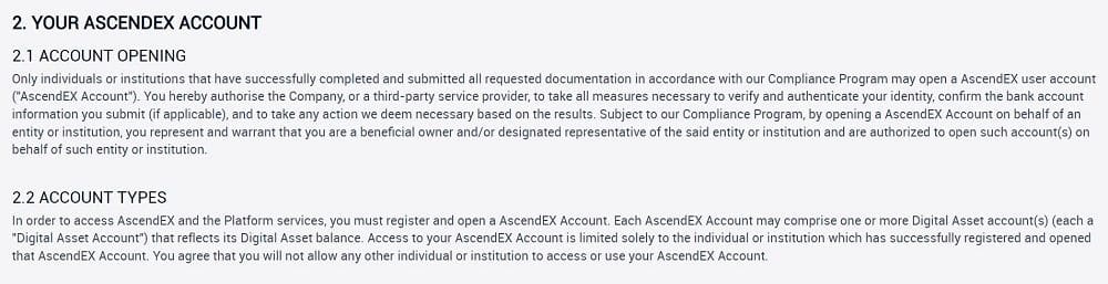 AscendEX.com учетные записи