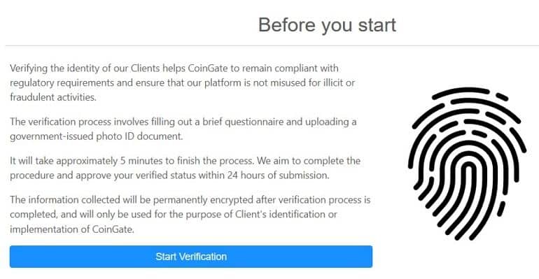 coingate.com прохождение верификации