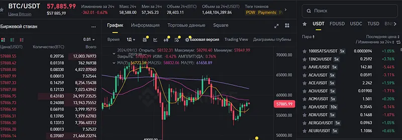 Торговый терминал Binance