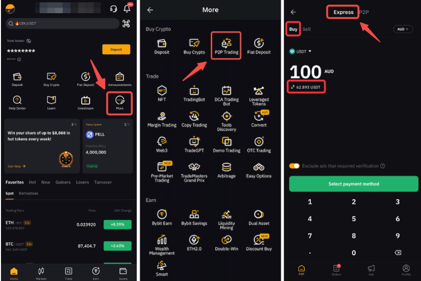 ByBit P2P Express байбит.ком P2P Express