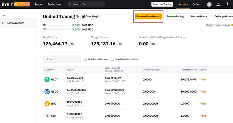 Демо-счет на ByBit