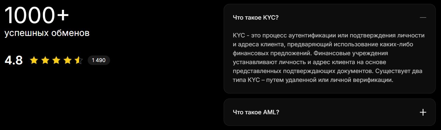 Статистика обменов и FAQ
