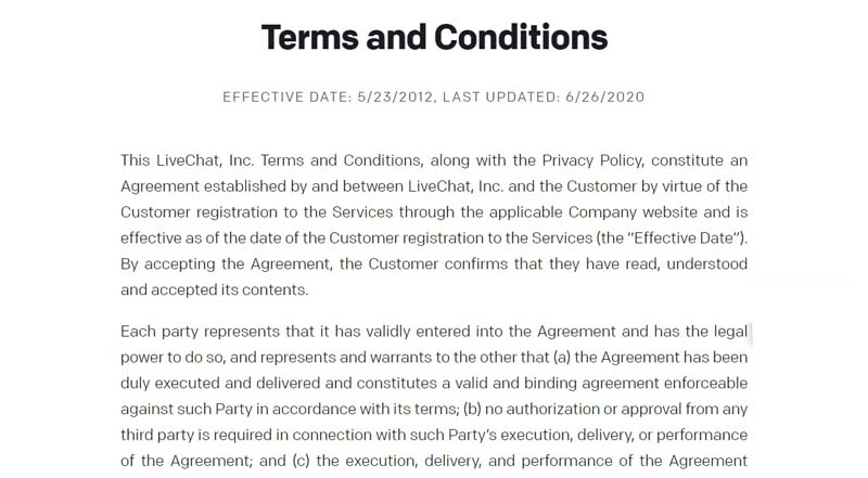 LiveChat пользовательское соглашение сервиса ЛайвЧат клиентское соглашение