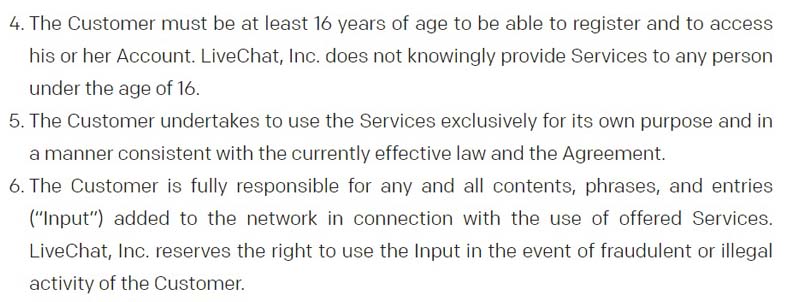 livechat.com ограничения по возрасту на использование сервиса LiveChat ограничения по возрасту