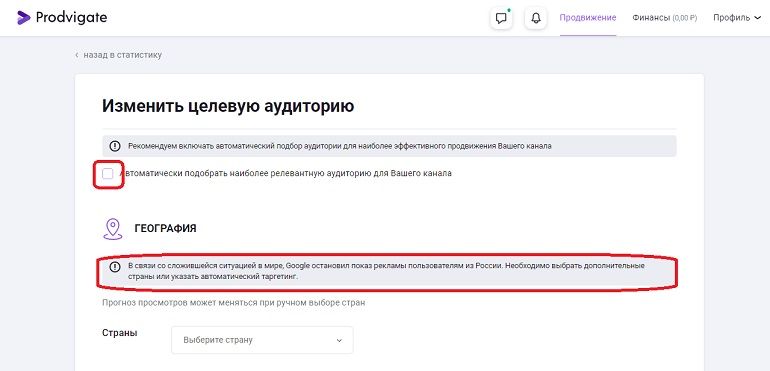 prodvigate.com изменение целевой аудитории Prodvigate ЦА